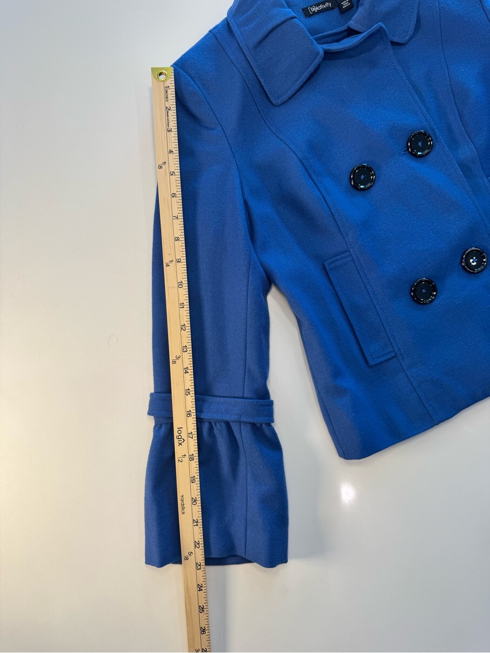 Relativity Blue Double-Breasted Peacoat Jacket - Picture 7 of 10